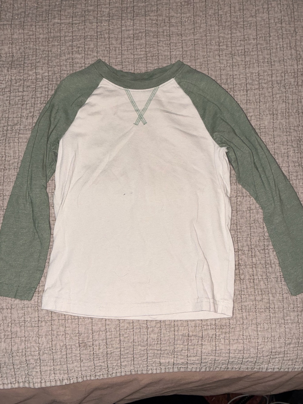 jumping beans Two-Tone Raglan Crew Sweater in Green and White
